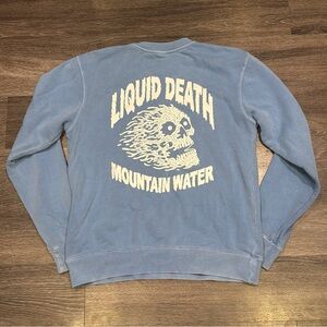 Liquid Death Mountain Water Sweatshirt Pullover Long Sleeve Blue Men’s Small